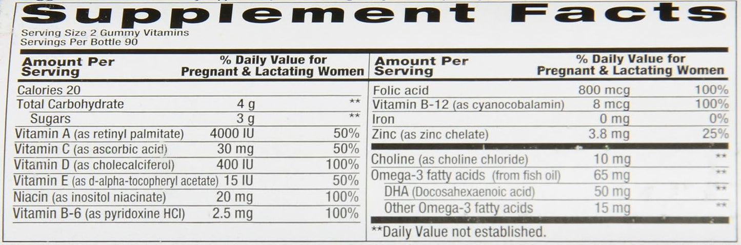 Vitafusion Prenatal DHA and Folic Acid Gummy Vitamins, 180 Count - görsel 3