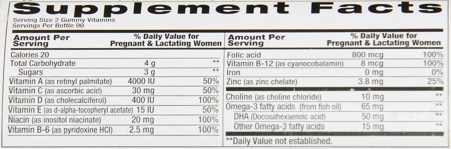 Vitafusion Prenatal DHA and Folic Acid Gummy Vitamins, 180 Count - görsel 3