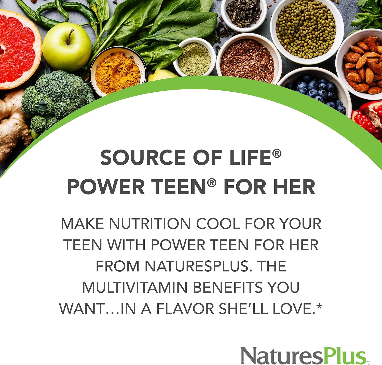 NaturesPlus Source of Life Power Teen for Her Multivitamin - 60 Chewable Tablets, Natural Berry - görsel 2