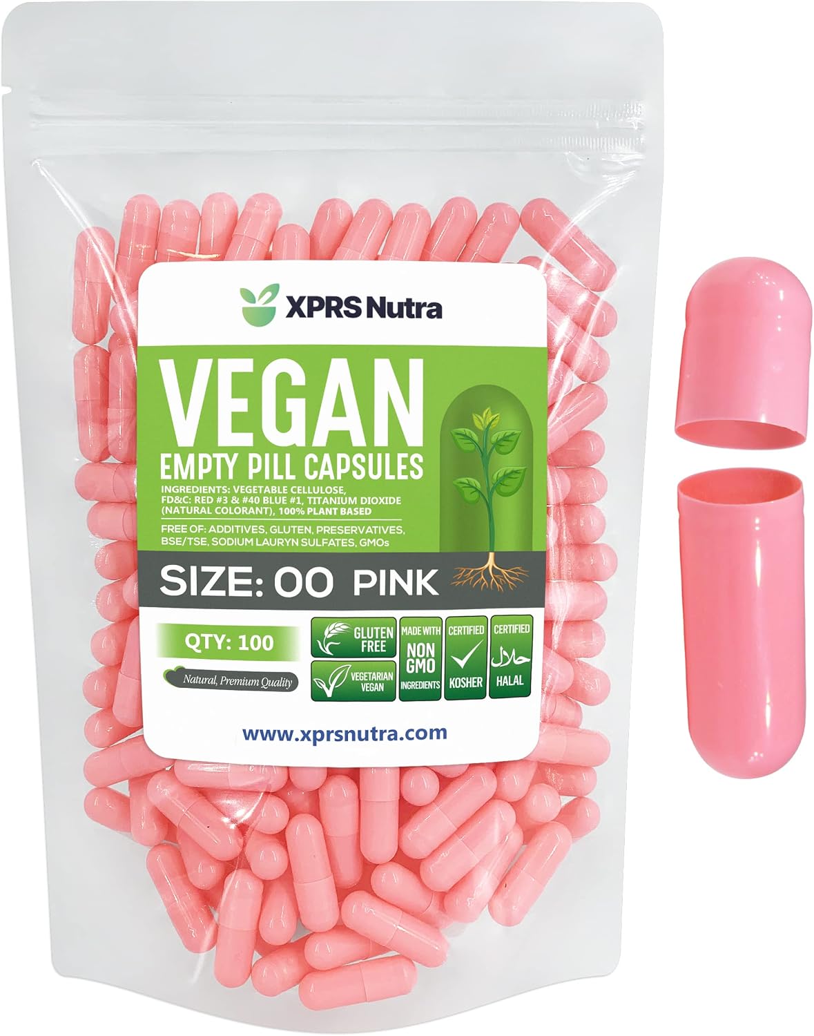 XPRS Nutra Size 00 Empty Capsules - 500 Count - Empty Vegan Capsules - DIY Pill Capsules (Pink) - görsel 7