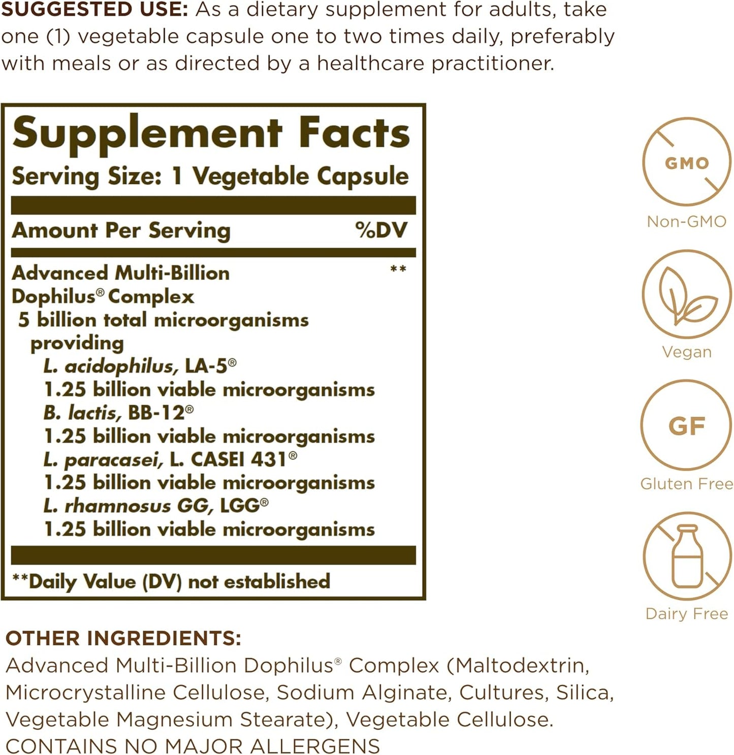 Solgar SPO Multibill Dophilus Probiotic Supplement, 60 Capsules - görsel 2
