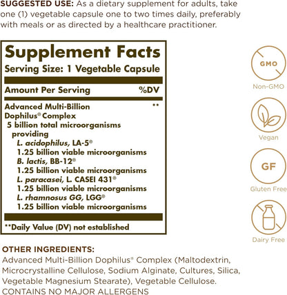 Solgar SPO Multibill Dophilus Probiotic Supplement, 60 Capsules