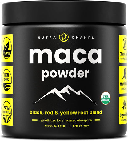 NutraChamps USDA Organic Maca Root Capsules, 2100mg, 180 Capsules
