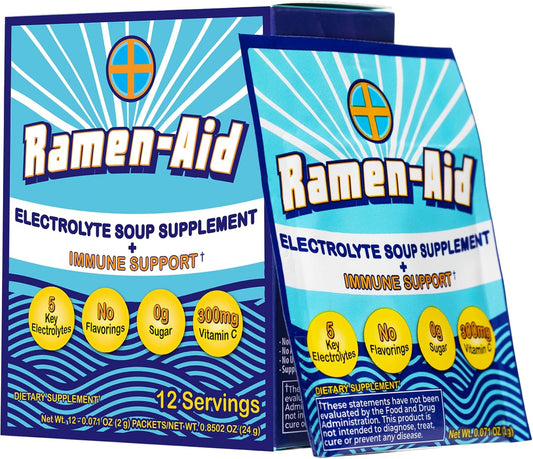 Electrolyte Soup Supplement with Immune Support – 300mg Vitamin C, Sodium-free, Sugar-free (12 Sachets)