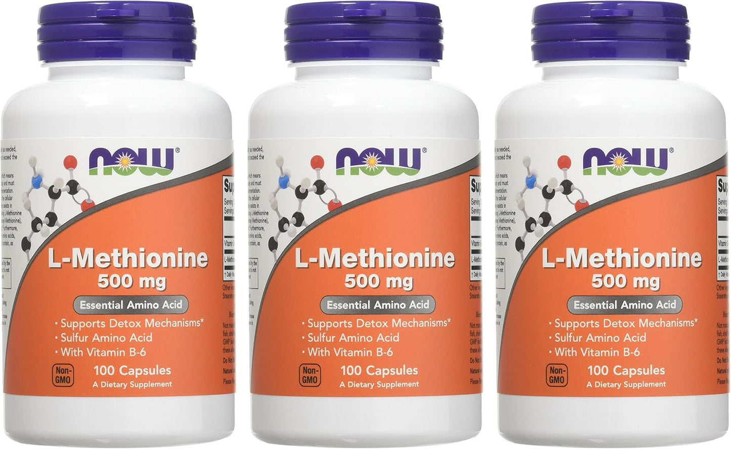 NOW Foods L-Methionine 500 mg - 100 Capsules (3-Pack) - görsel 3