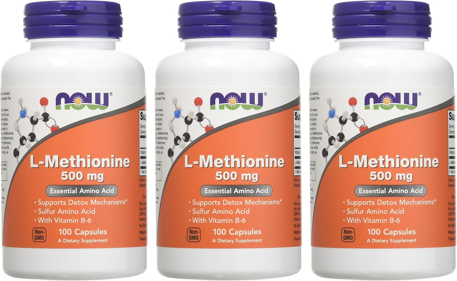 NOW Foods L-Methionine 500 mg - 100 Capsules (3-Pack) - görsel 3