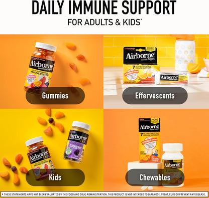 Airborne 1000mg Vitamin C + Zinc Immune Support Chewable Tablets, Citrus Flavour (116 Count)