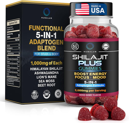 Shilajit Plus Gummies 5-in-1 Adaptogen Energy & Focus Supplement | Shilajit, Ashwagandha, Lion's Mane, Sea Moss & Beet Root – Image 1