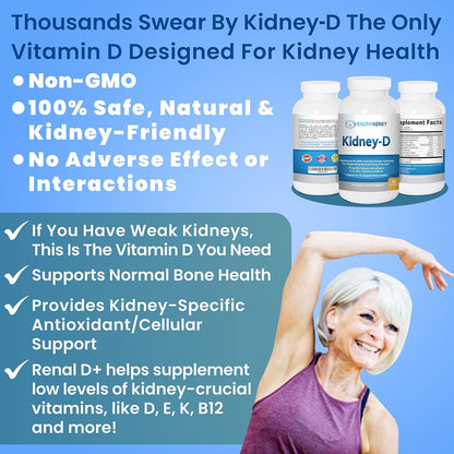 Kidney-D Supplement: Vitamin D3 with 7 Kidney-Supporting Nutrients