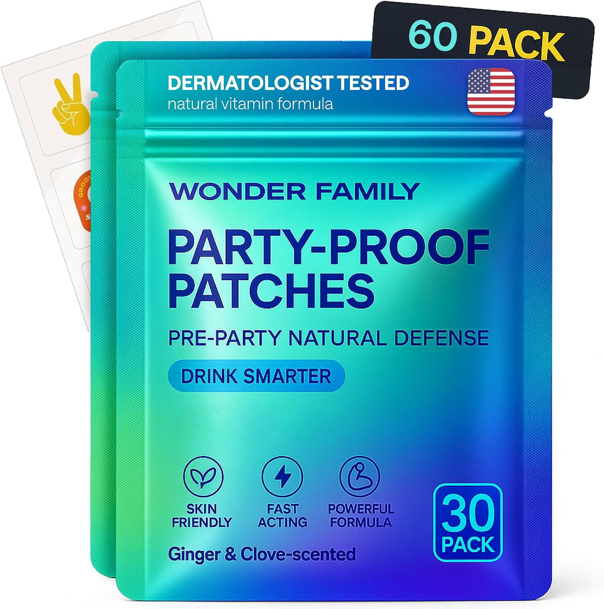 WONDER FAMILY Recovery Patches for Women's & Men – Clear Mornings After Parties and Nights Out – Contain Vitamins A, C, D,