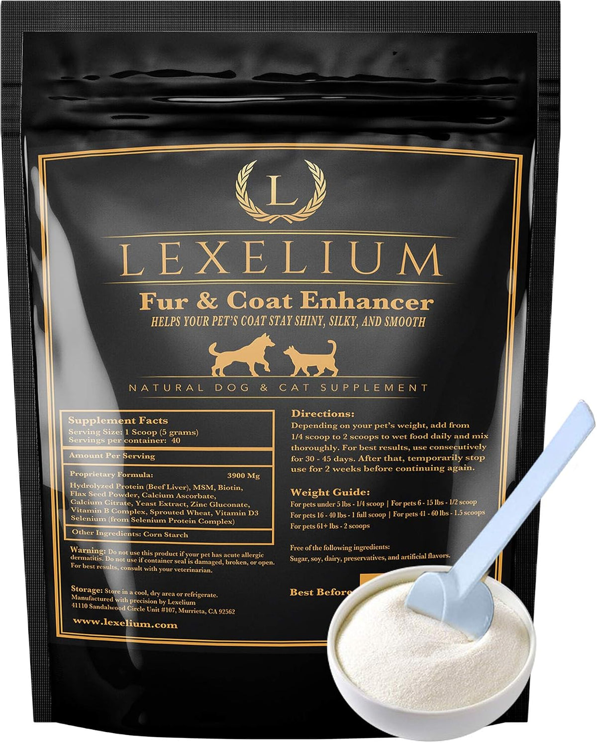 Lexelium Dermatitis Skin and Coat Supplement – Biotin: A B-vitamin that may help strengthen hair follicles and – Image 1