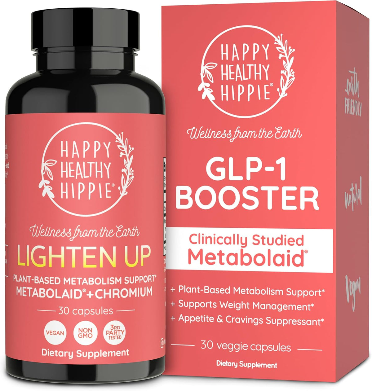 Happy Healthy Hippie GLP-1 Supplement with Metabolaid & Chromium – Appetite Suppressant for Women's – 30 Vegan Capsules – Image 1