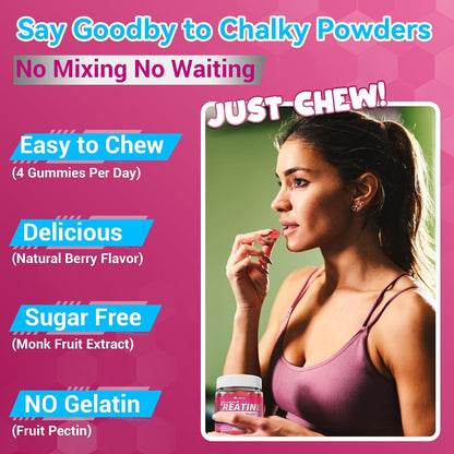 Creatine for Women's Gummies: Micronised – 120 gummies per jar – Image 6