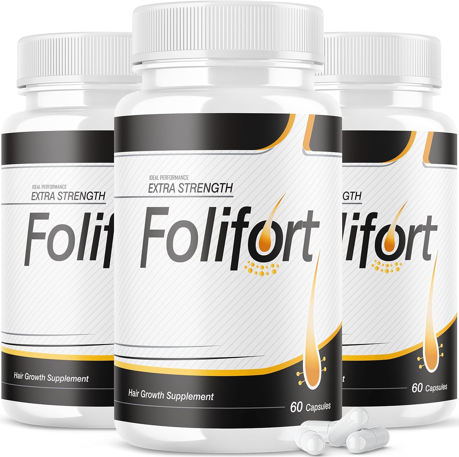 IDEAL PERFORMANCE Folifort Hair Growth Capsules – Extra Strength Vitamins (180 Capsules, 3 Pack) - görsel 1