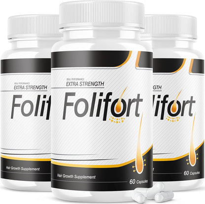IDEAL PERFORMANCE Folifort Hair Growth Capsules – Extra Strength Vitamins (180 Capsules, 3 Pack)