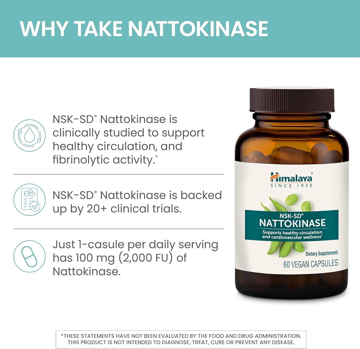 Himalaya NSK-SD Nattokinase, Dietary Supplement for Healthy Circulation, Vegan, Gluten Free Natto Extract, 100 mg, 60 – Image 4