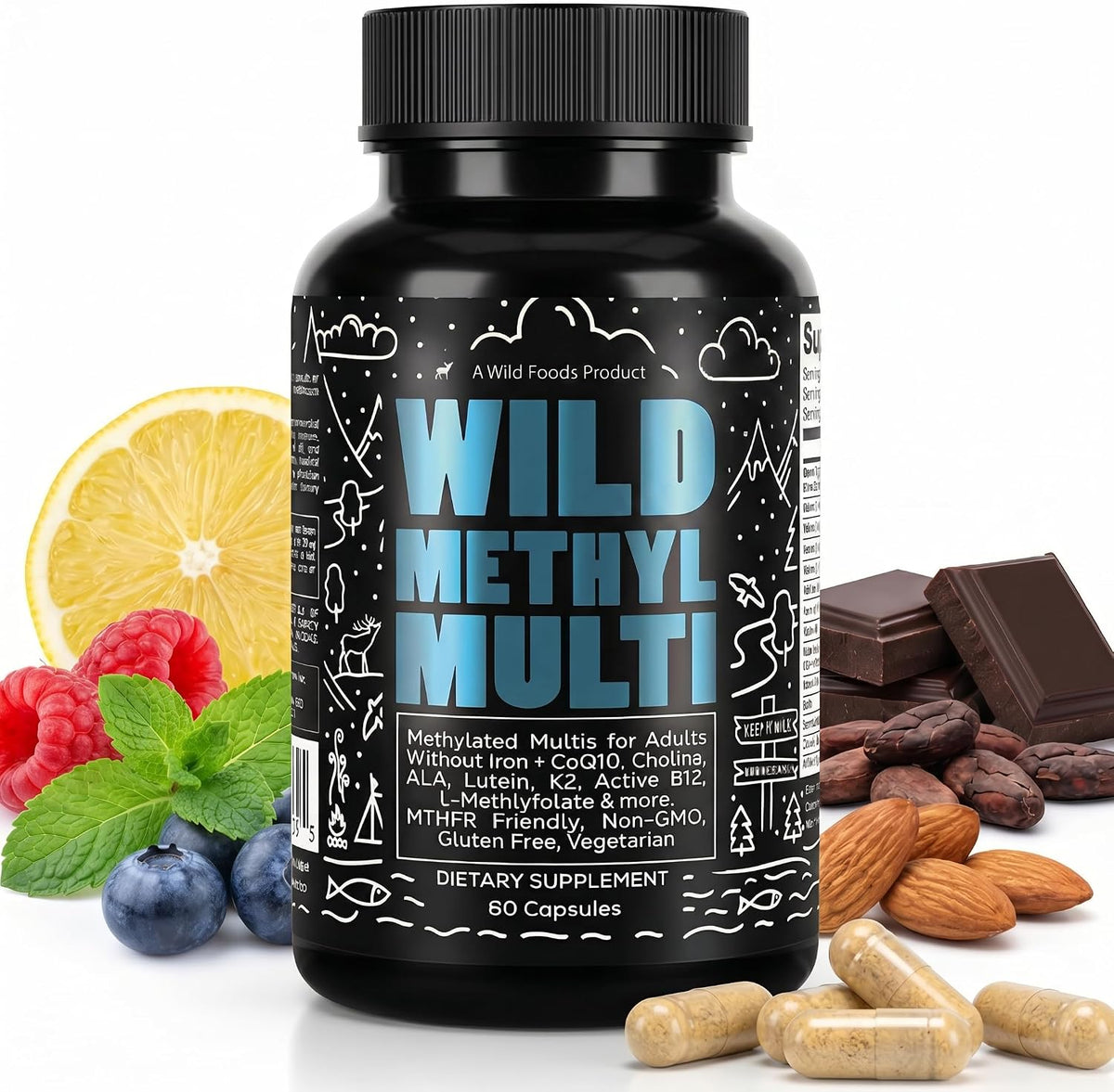 Wild Methylated Multivitamin for Women's & – Comprehensive, Iron-Free Formula: 27 essential nutrients including – Image 1