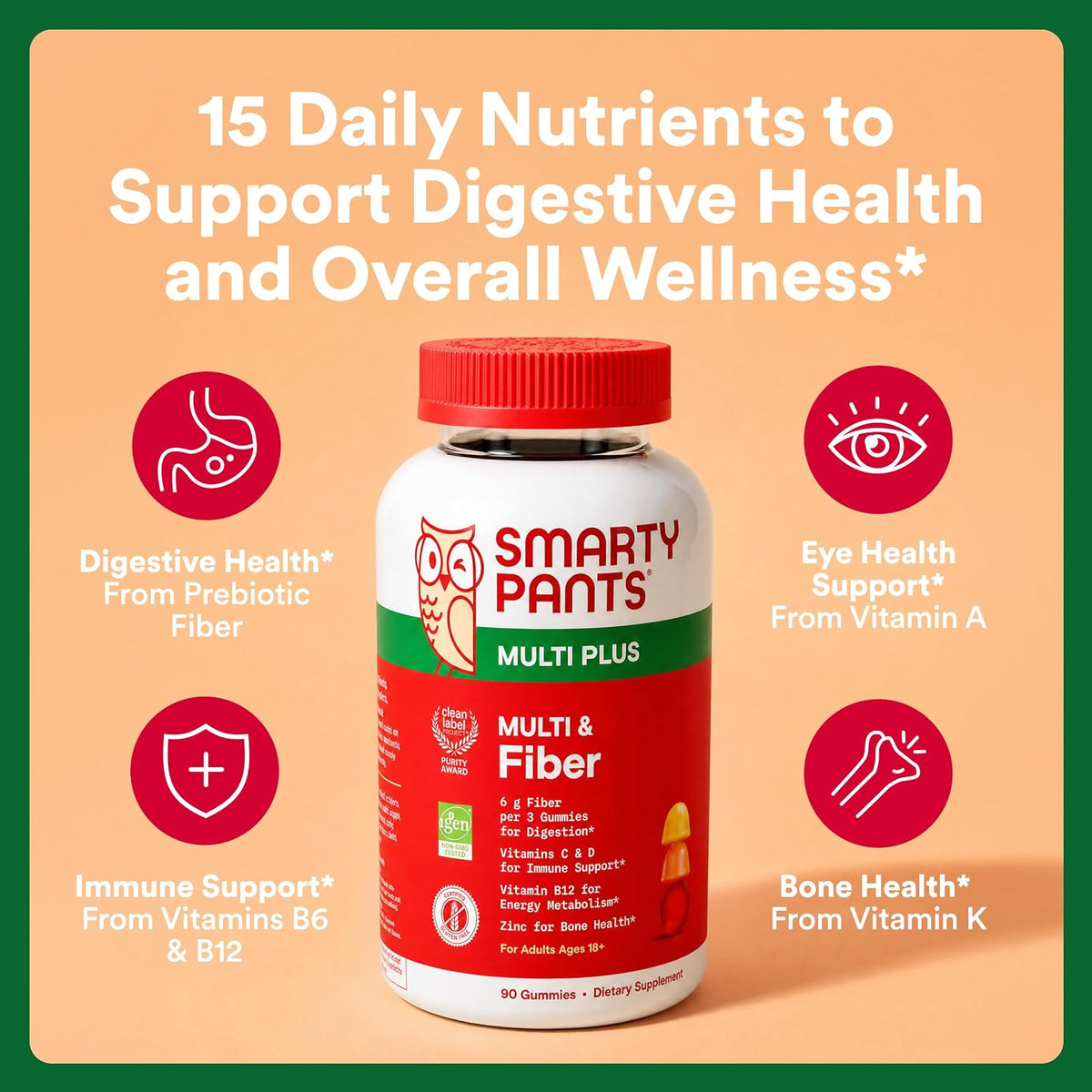 SmartyPants Plus Multi & Fibre Multivitamin – Vitamin C: An antioxidant that supports immune health and collagen – Image 2