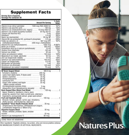 NaturesPlus BrainCeutix Multivitamin Capsules - Cognitive Support with B Vitamins & Minerals, 90 Capsules
