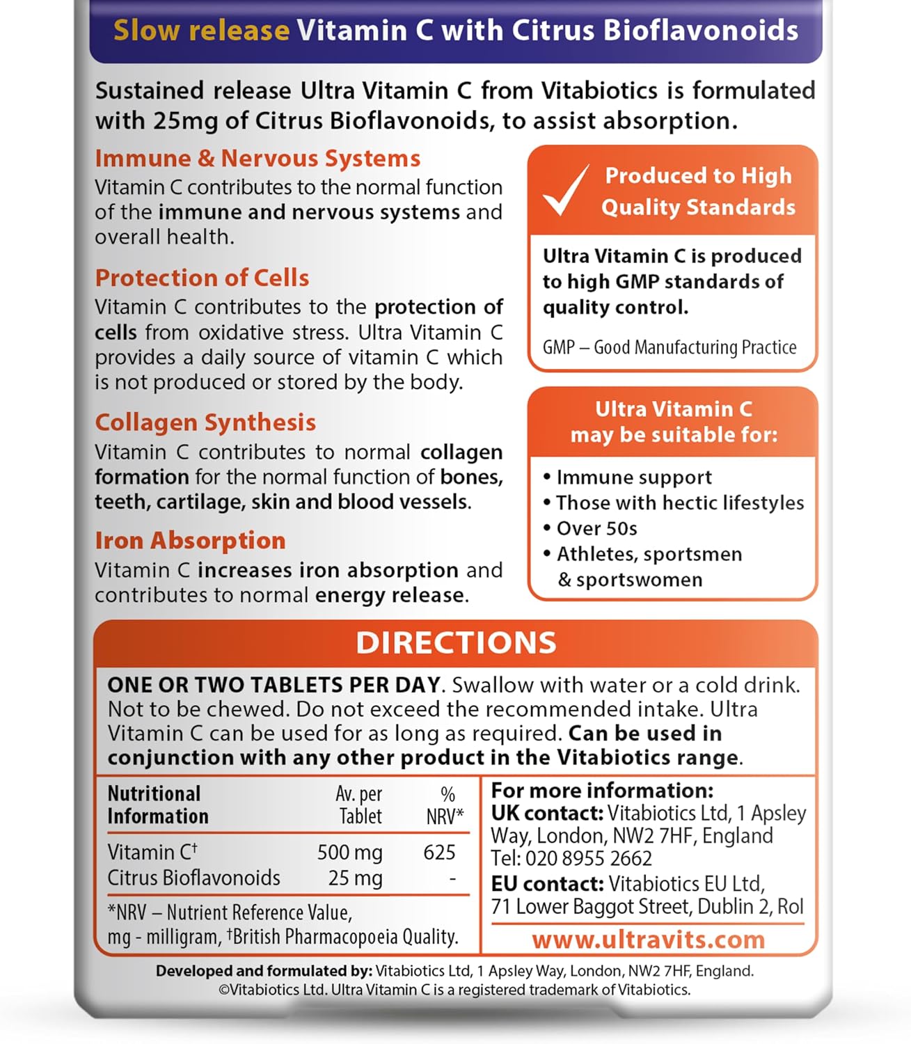 Vitabiotics Ultra Vitamin C - 60 Tablets - görsel 3