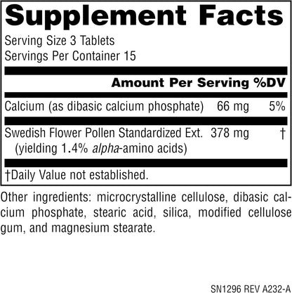 Source Naturals Swedish Flower Pollen Extract, Supports Prostate Function and Healthy Urine Flow* - 45 Tablets
