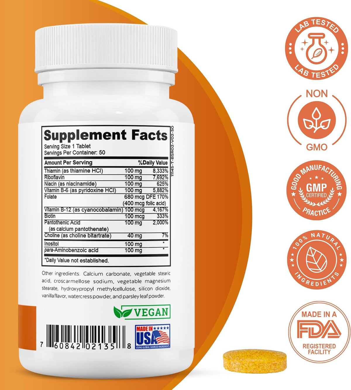2nd Springs Super B-100 Complex - High – Vitamin B5 (Pantothenic Acid) – required for coenzyme A synthesis, – Image 4
