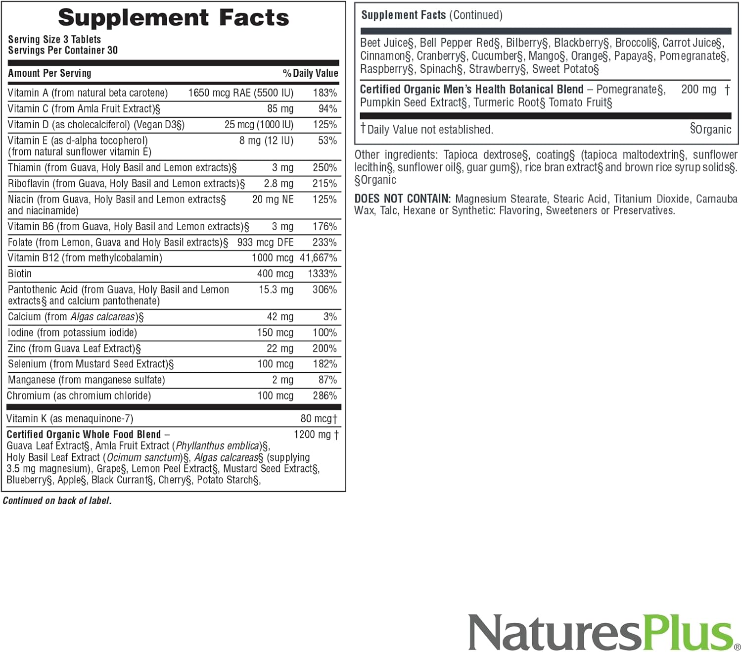 NaturesPlus Source of Life Garden Men's Multivitamin - 90 Tablets - görsel 5