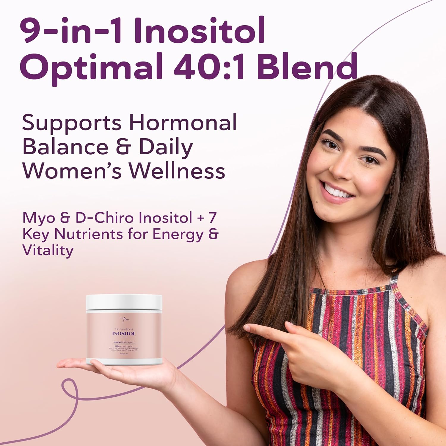 QSTA Myo-Inositol & D-Chiro Inositol Supplement for Women 4100mg (40:1 Ratio) – 9-in-1 Hormonal and Metabolic Support with Myoinositol. Inositol Powder Supplement for Hormone Balance and Female Support - görsel 2