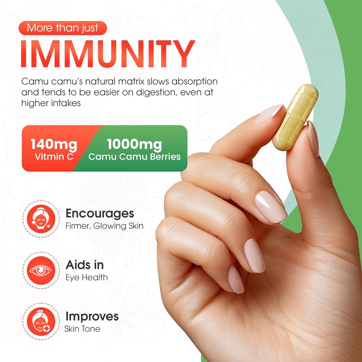 MNO Organic Camu Camu Vitamin C 1000mg, Wholefood Immune Support, 120ct - görsel 2