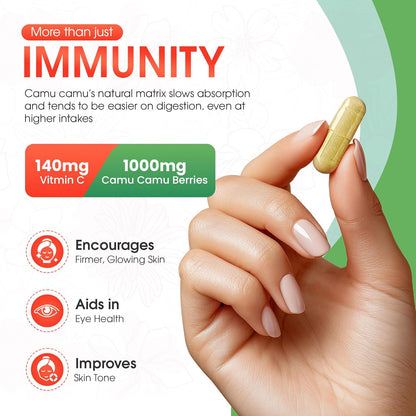 MNO Organic Camu Camu Vitamin C 1000mg, Wholefood Immune Support, 120ct
