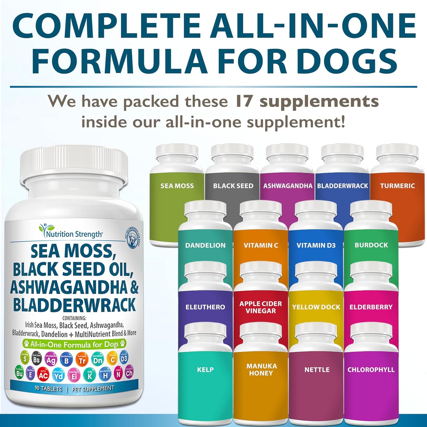 Sea Moss for Dogs - 17-in-1 Immunity, Skin & Coat Support with Black Seed Oil, Ashwagandha & Turmeric for Daily Vitality & Seasonal Allergy Relief - 90 Chewable Tablets - görsel 8