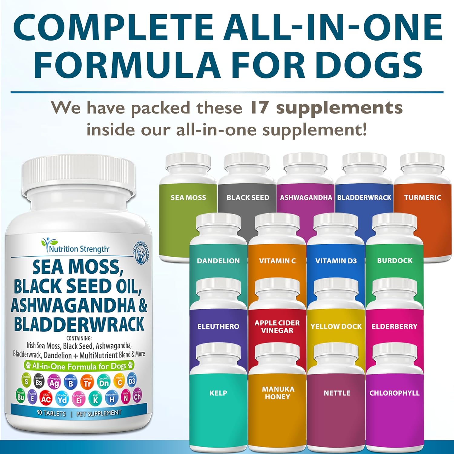 Sea Moss for Dogs - 17-in-1 Immunity, Skin & Coat Support with Black Seed Oil, Ashwagandha & Turmeric for Daily Vitality & Seasonal Allergy Relief - 90 Chewable Tablets - görsel 8