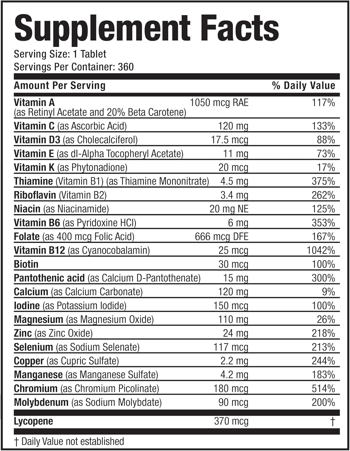 Bronson ONE Daily Men's 50+ Complete Multivitamin Multimineral, 360 Tablets - görsel 8