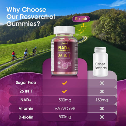 NAD Resveratrol Gummies for Women's - – Zinc and B Vitamins : Essential for immune function, energy production, – Image 6