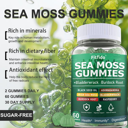 Irish Sea Moss Gummies 3000mg with Bladderwrack, 60 Count – Image 4