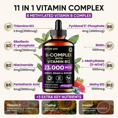 Venture Pal Vitamin B Complex Liquid Drops, – Vitamin B5 (Pantothenic Acid) – Essential for synthesising coenzyme – Image 4