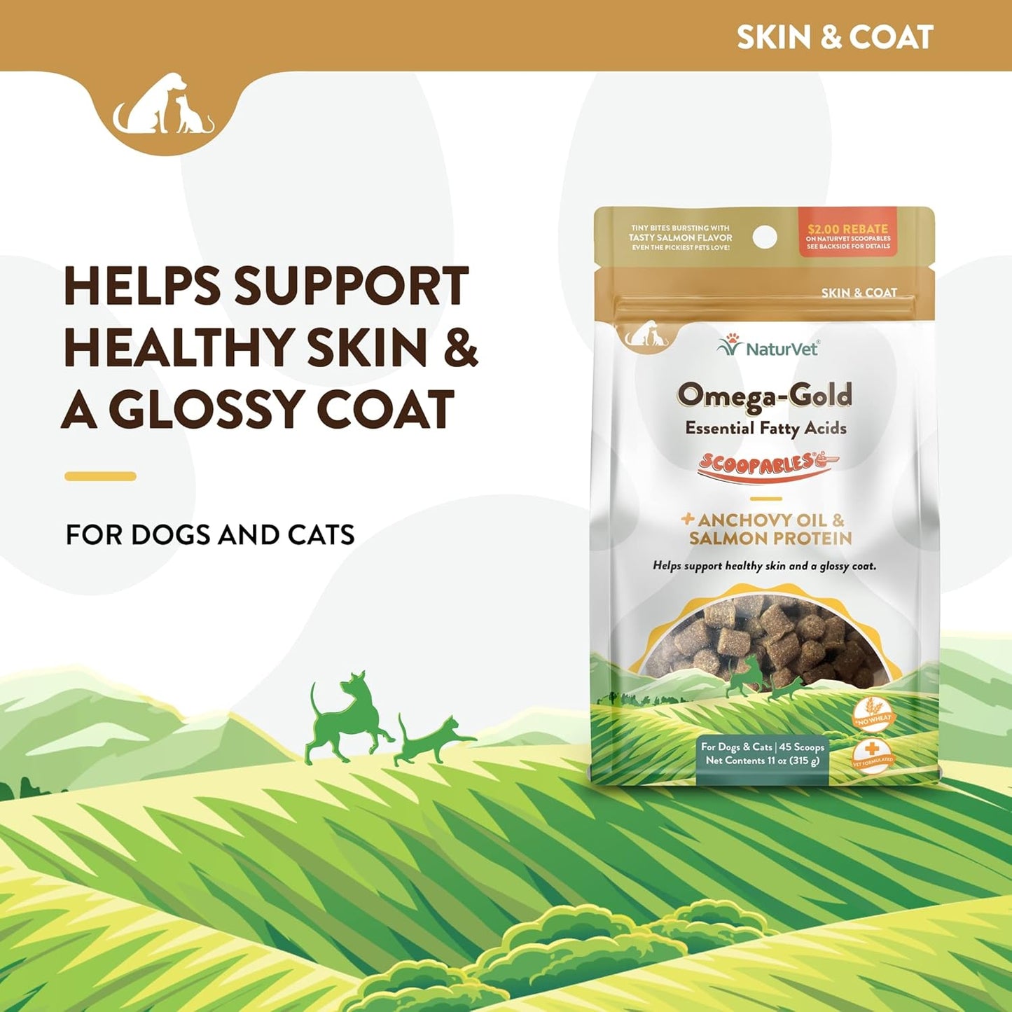 NaturVet Scoopables Omega-Gold Anchovy Oil & Salmon Supplement For Dogs and Cats – Supports Healthy Skin & Coat Plus DHA, EPA, Omega-3, & Omega-6 – Anchovy & Salmon Flavoured For Dog and Cat | 11oz Bag - görsel 3
