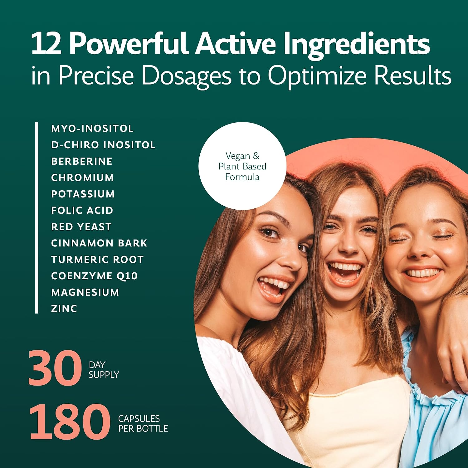 Inositol Plus Supplement for Women's | Ovarian Health, Hormone Balance, Fertility, Ovulation | 40:1 Myo-Inositol D-Chiro & 12 Ingredients | Developed by Medical Doctor | 120 Capsules - görsel 5