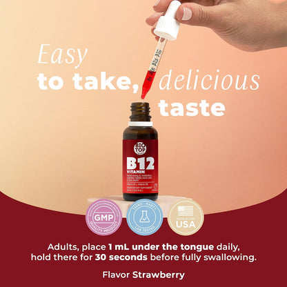 Vitamin B12 Sublingual Liquid Drops (5000 mcg) with B1 & B6 - Fast Absorption Formula