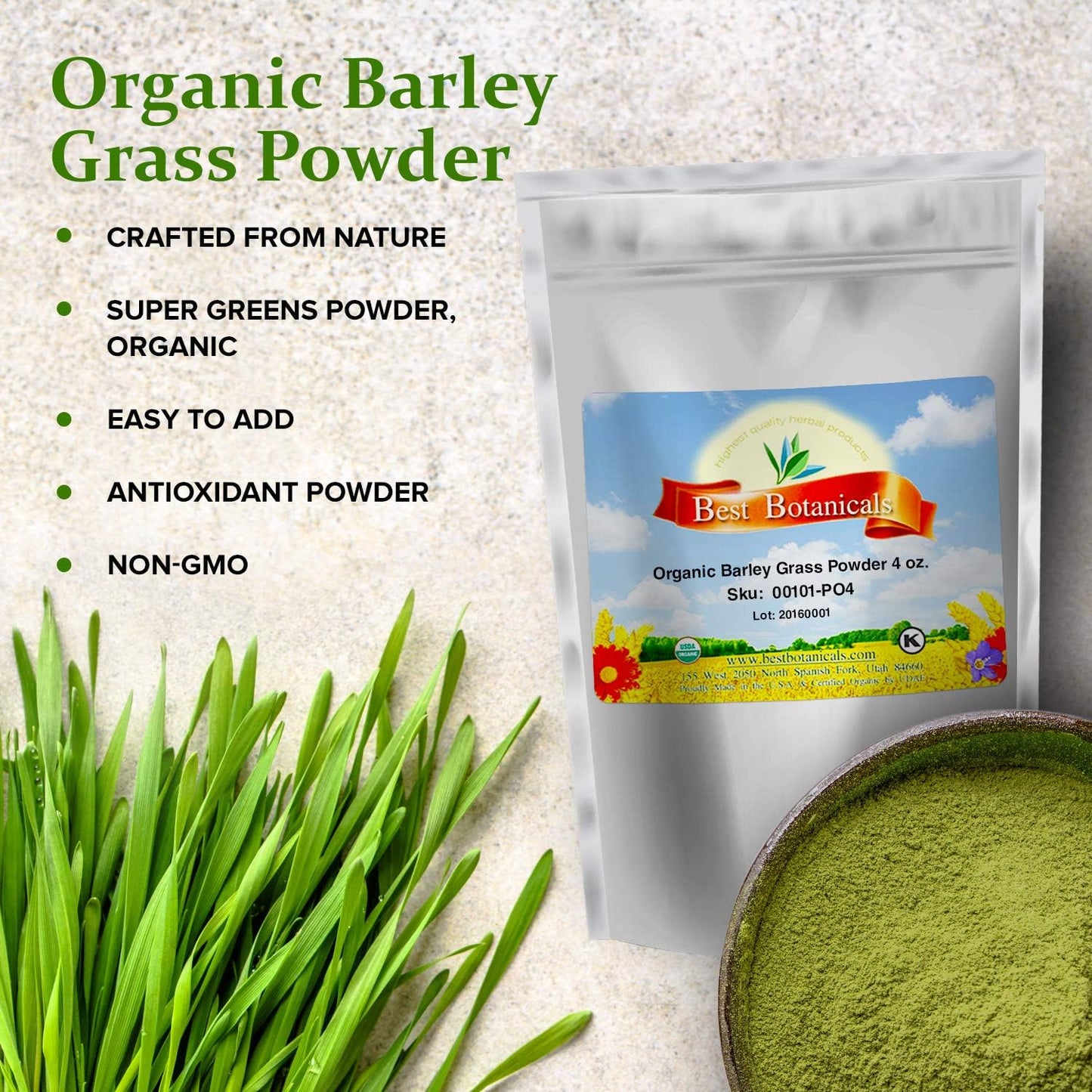 Best Botanicals Organic Barley Grass Powder, 113g - görsel 2
