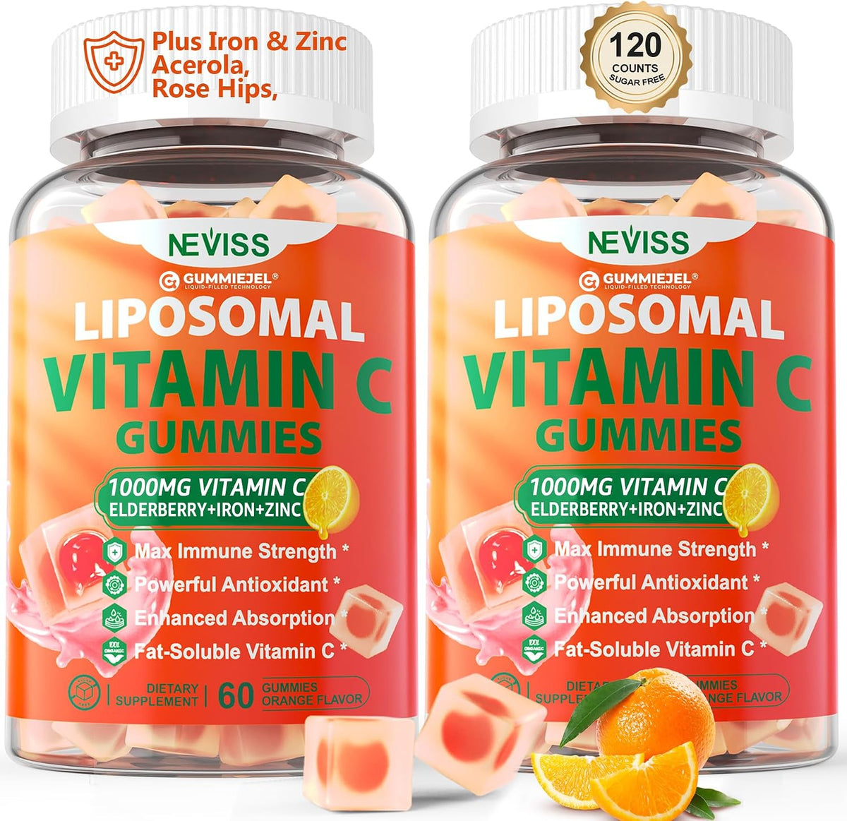 NEVISS Liposomal Vitamin C 1000mg Gummies with Elderberry, Zinc and Iron – Image 8