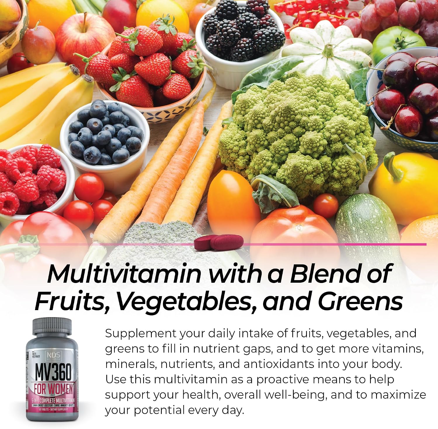 FitLife Brands Women's's Nutrition MV360 - 5-in-1 Complete Multivitamin, 60 Tablets - görsel 3