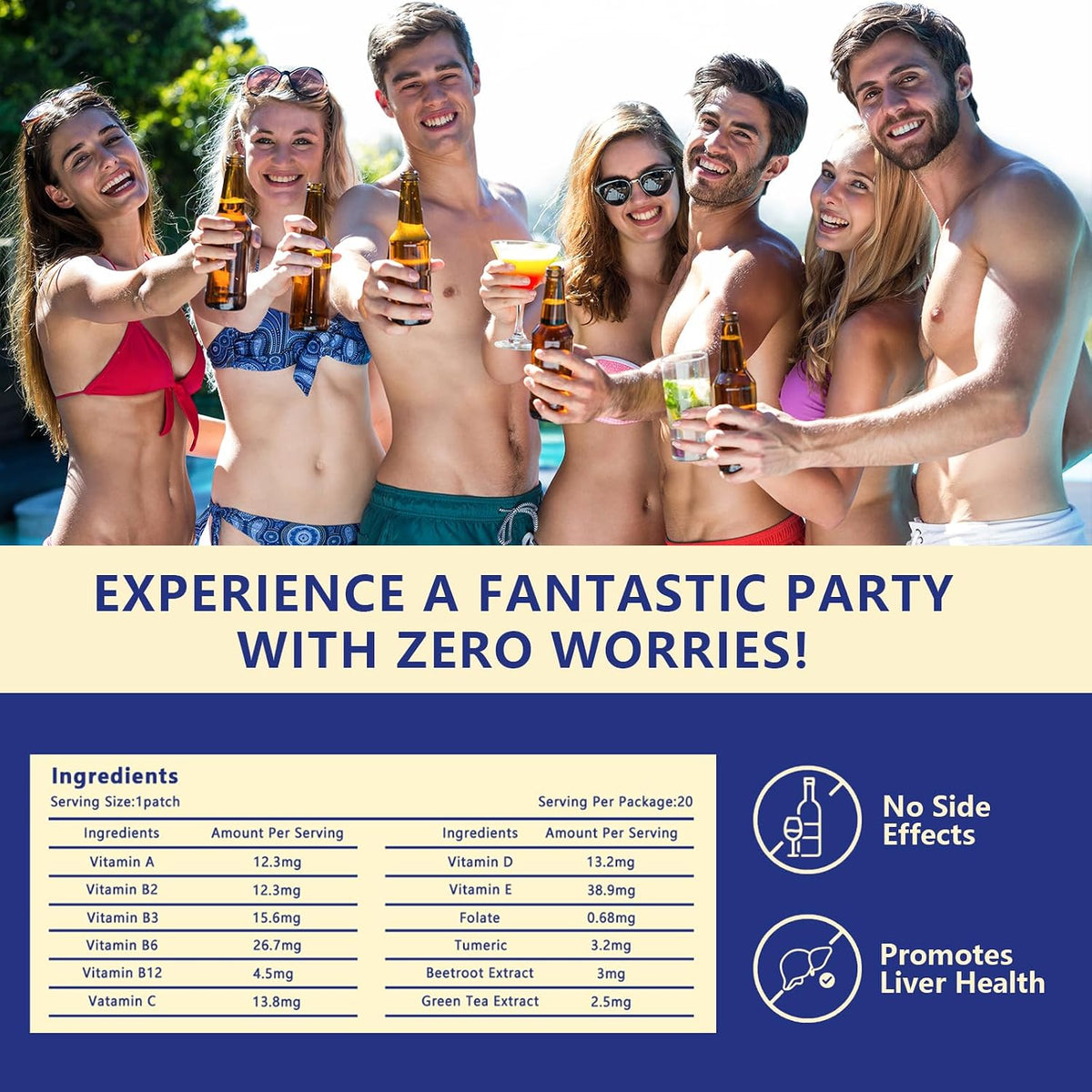 Party Recovery Patches – 20 Pack, Natural – Convenient and Discreet: No need to chug water or pop pills. Apply the – Image 3