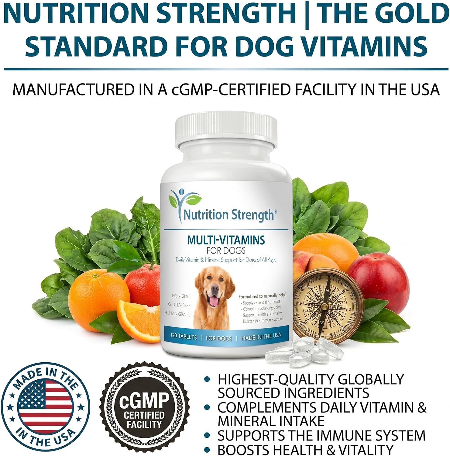 Multivitamins for Dogs, Daily Vitamin and Mineral Support, Nutritional Dog Supplements for All Canine Breeds and Sizes, Promotes Immune Health in Pets, 120 Chewable Tablets - görsel 8