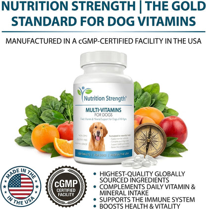 Multivitamins for Dogs, Daily Vitamin and Mineral Support, Nutritional Dog Supplements for All Canine Breeds and Sizes, Promotes Immune Health in Pets, 120 Chewable Tablets