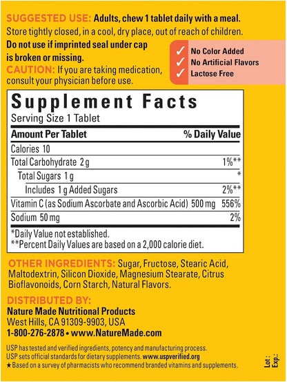 Nature Made Chewable Vitamin C 500 mg Tablets, 150 Pack