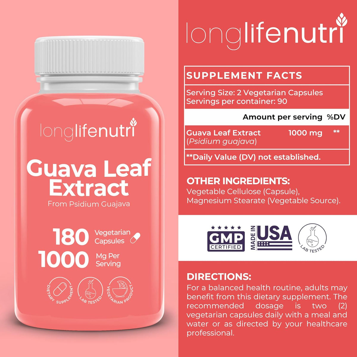 Guava Leaf Extract 1000mg – Organic – Digestive wellbeing: Traditionally used to support digestive function, guava – Image 2