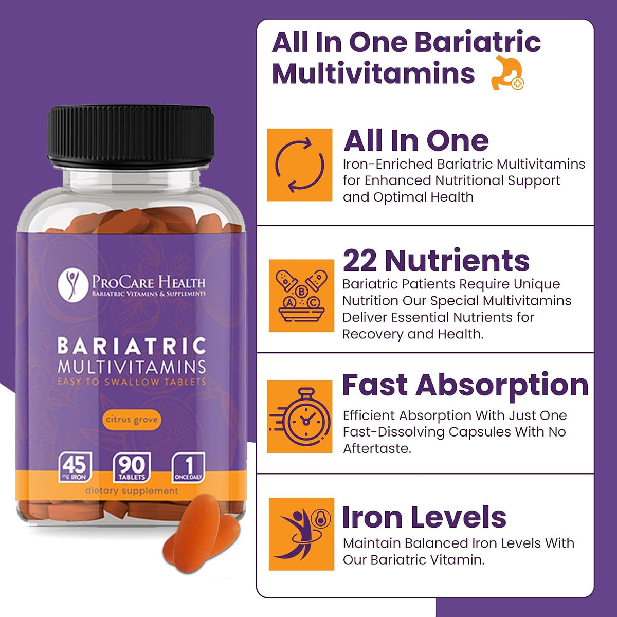 ProCare Health Bariatric Multivitamin with Iron 45mg, 90 Tablets (3-Month Supply) – Image 6
