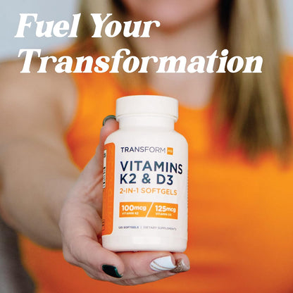 TransformHQ Vitamin K2 (MK7) (100mcg) + Vitamin D3 (5000 IU) - 120 Soft-gels