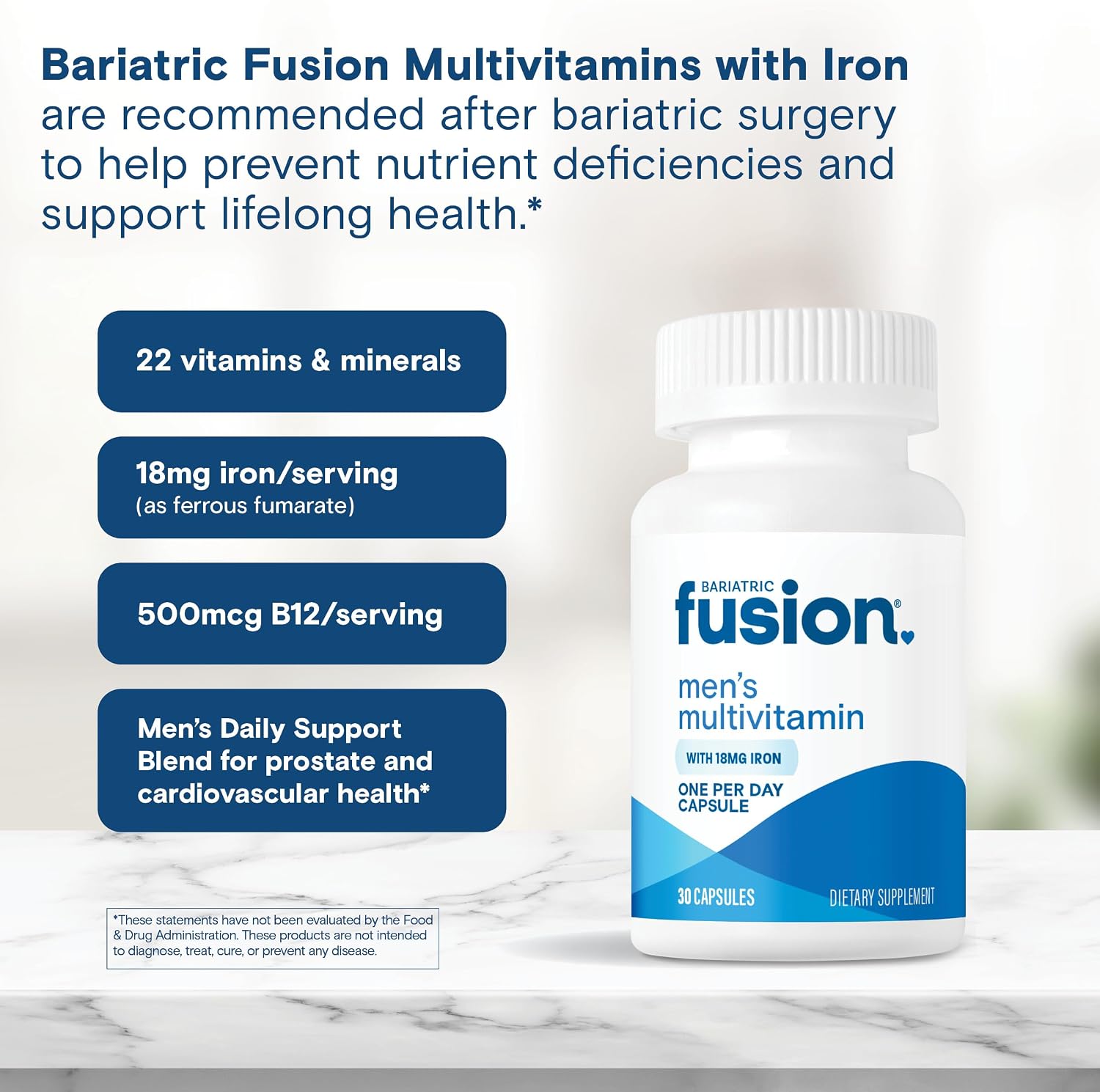 Bariatric Fusion One Per Day Multivitamin with Iron for Men - 30 Capsules - görsel 5